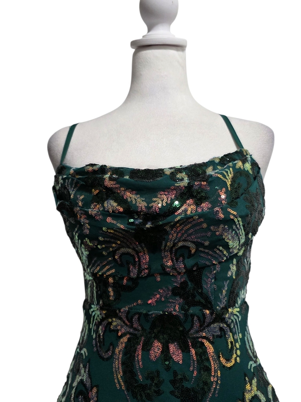 Selfie Leslie Forest Green Sequin Mini Dress XS AU 6 Mermaid Hem Party Cocktail - Picture 3 of 12